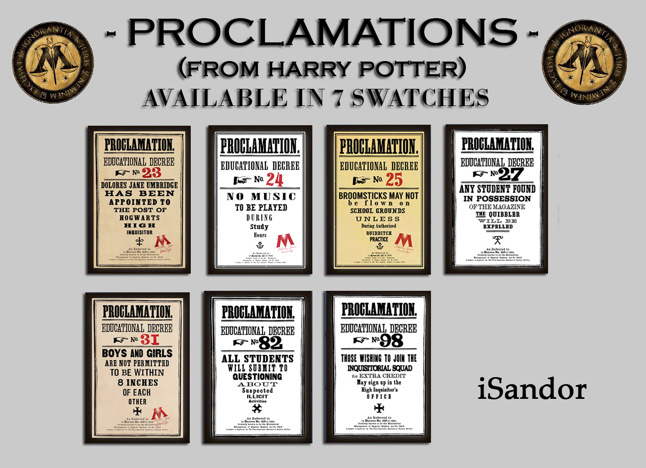 Les proclamations du grand inquisiteur de Poudlard créé par ISandor